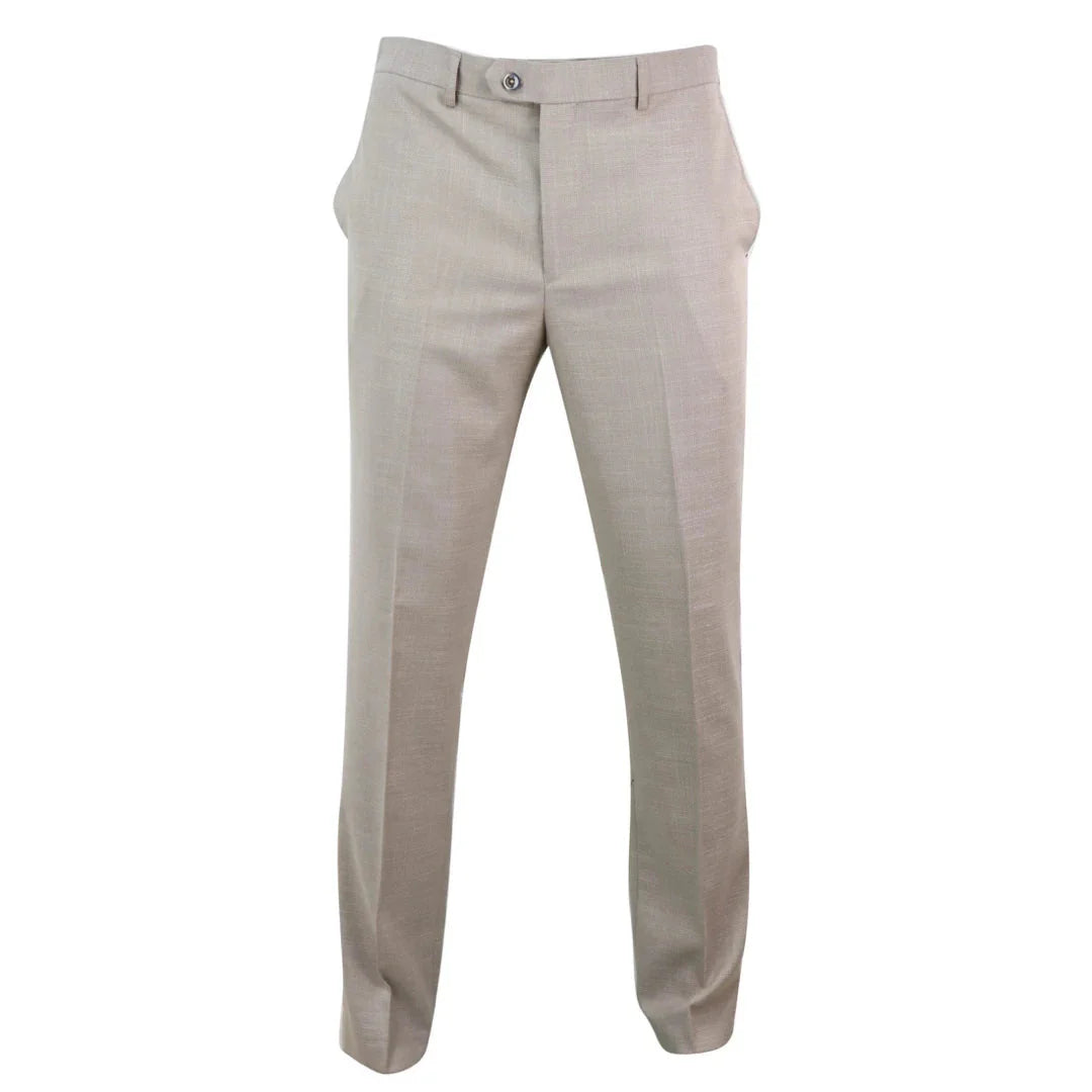 Sandon - Pantalones de hombre color crema con estampado de trama cruzada