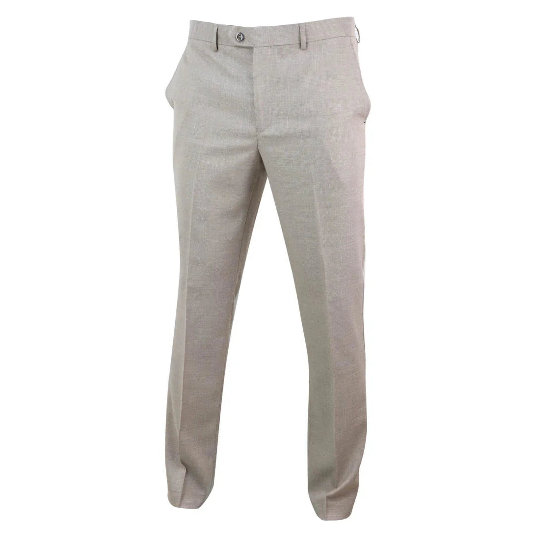 Sandon - Pantalones de hombre color crema con estampado de trama cruzada