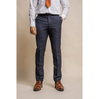 Seeba - Pantalones clásicos azul marino para hombre