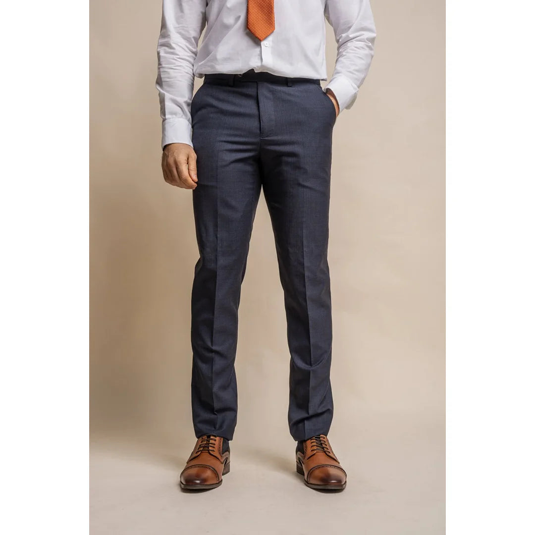 Seeba - Pantalones clásicos azul marino para hombre