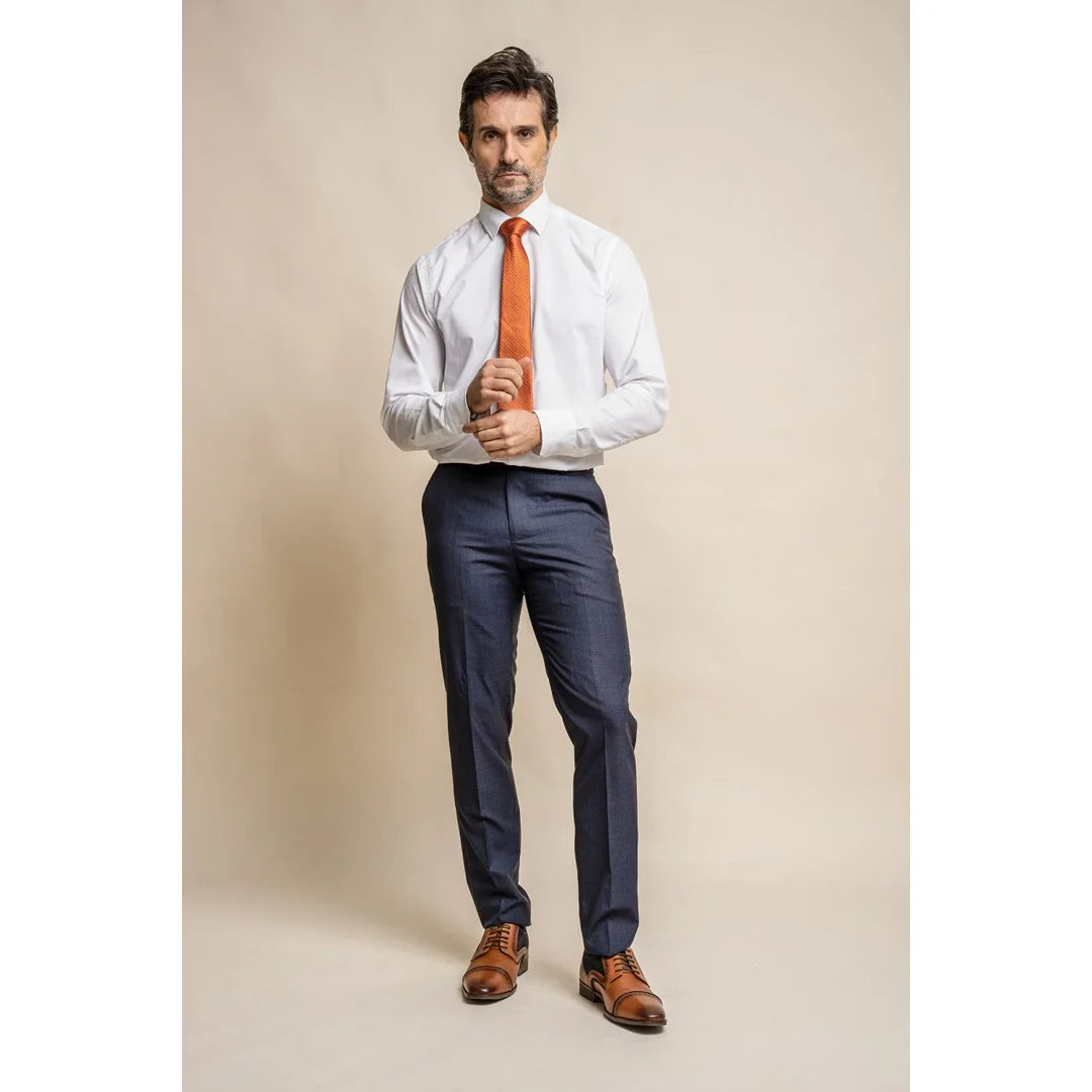 Seeba - Pantalones clásicos azul marino para hombre