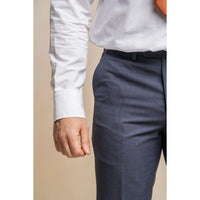 Seeba - Pantalones clásicos azul marino para hombre