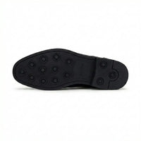 Zapatos Derby de hombre de piel negra con puntera lisa y cordones, marca Tanner.