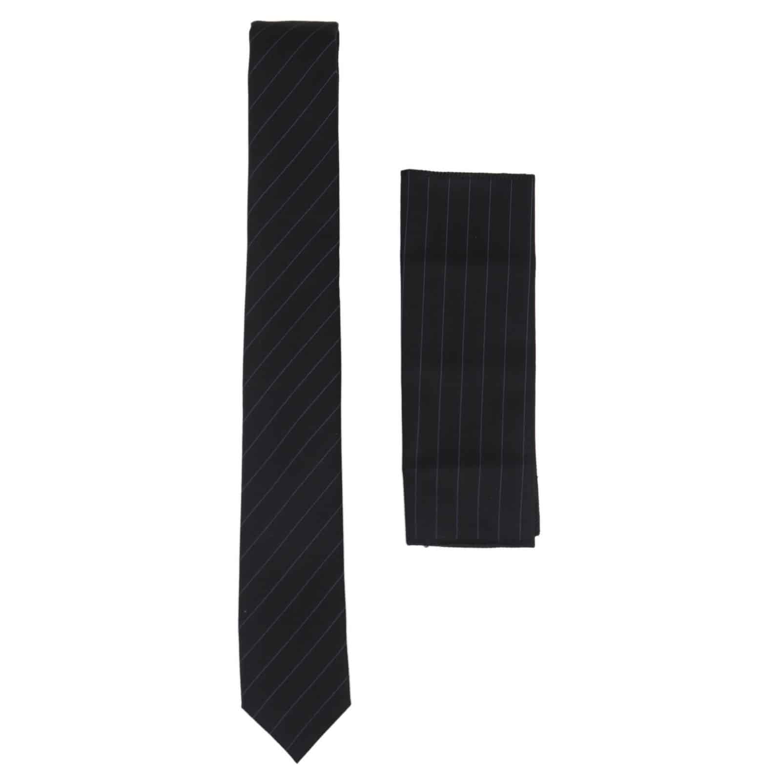 Conjunto de corbata y pañuelo para hombre - Rayas negras STZ42, Talla única