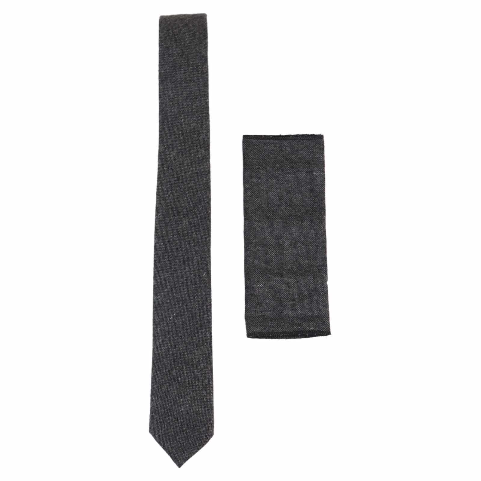 Conjunto de corbata y pañuelo para hombre - Tweed gris STZ23, talla única