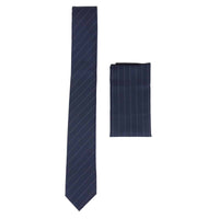 Conjunto de corbata y pañuelo para hombre - Rayas azul marino STZ41, Talla única