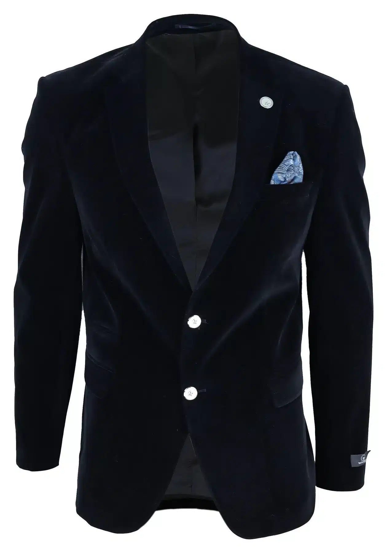 Chaqueta tipo blazer de terciopelo para hombre, 2 botones, estilo elegante informal, corte entallado - Negro