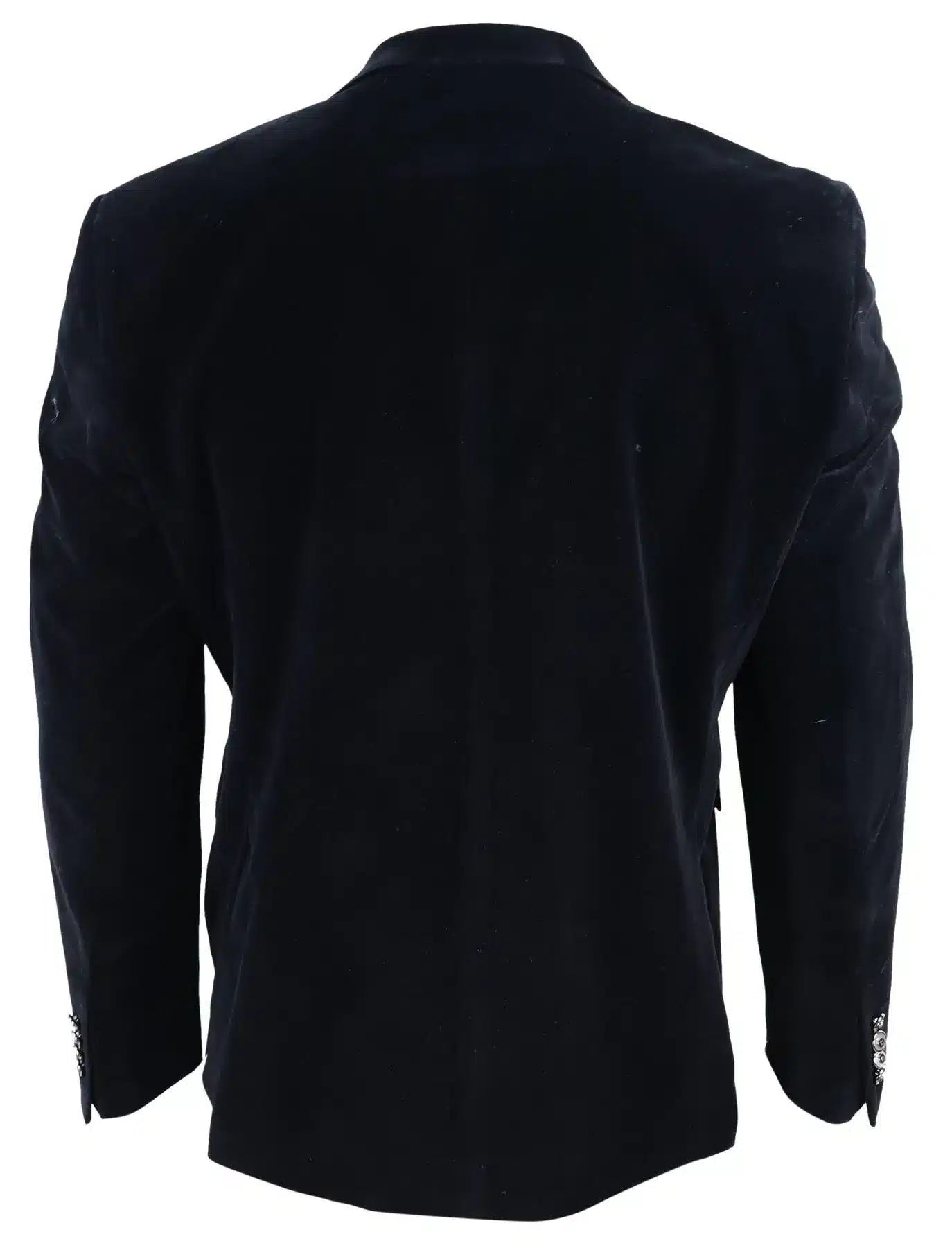 Chaqueta tipo blazer de terciopelo para hombre, 2 botones, estilo elegante informal, corte entallado - Negro