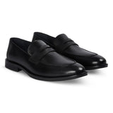 Ted - Mocasines clásicos de piel negra con puntera mocasín para hombre