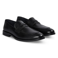 Ted - Mocasines clásicos de piel negra con puntera mocasín para hombre