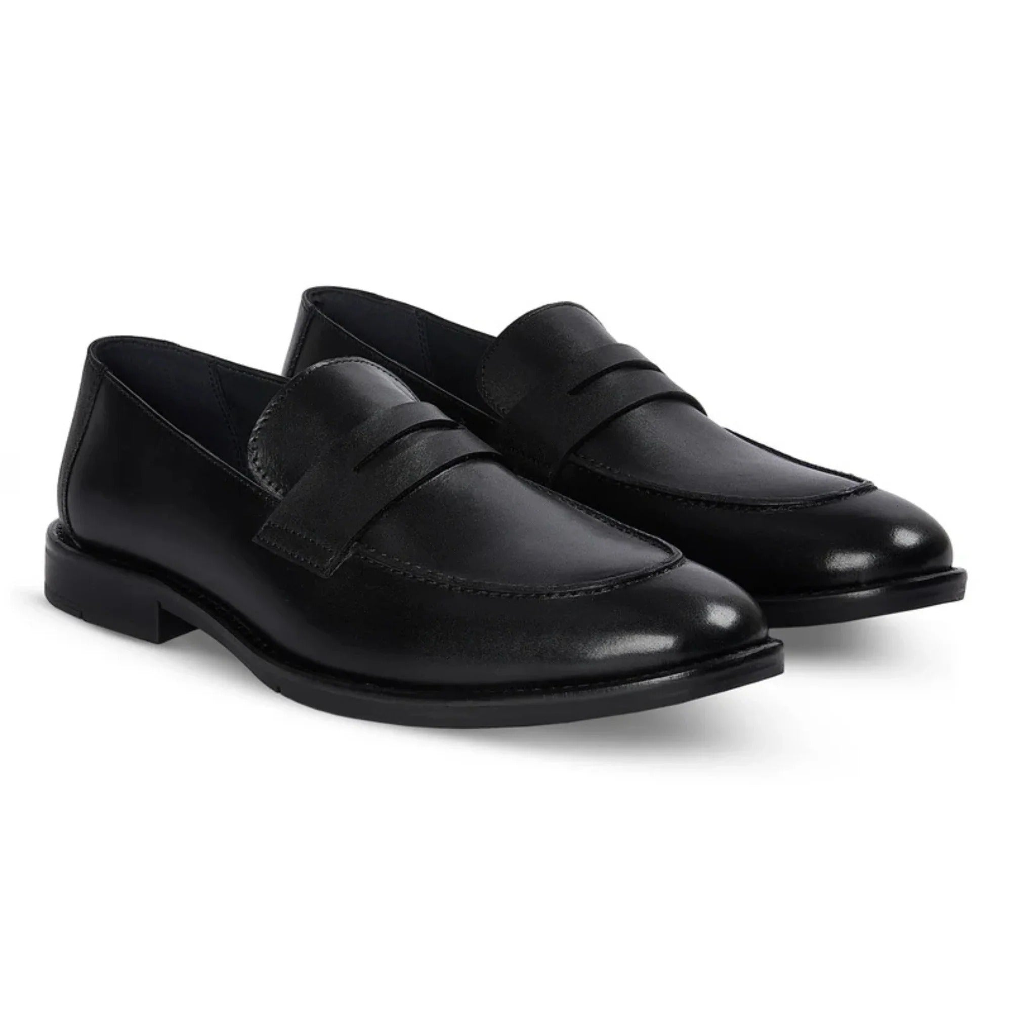 Ted - Mocasines clásicos de piel negra con puntera mocasín para hombre