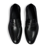 Ted - Mocasines clásicos de piel negra con puntera mocasín para hombre