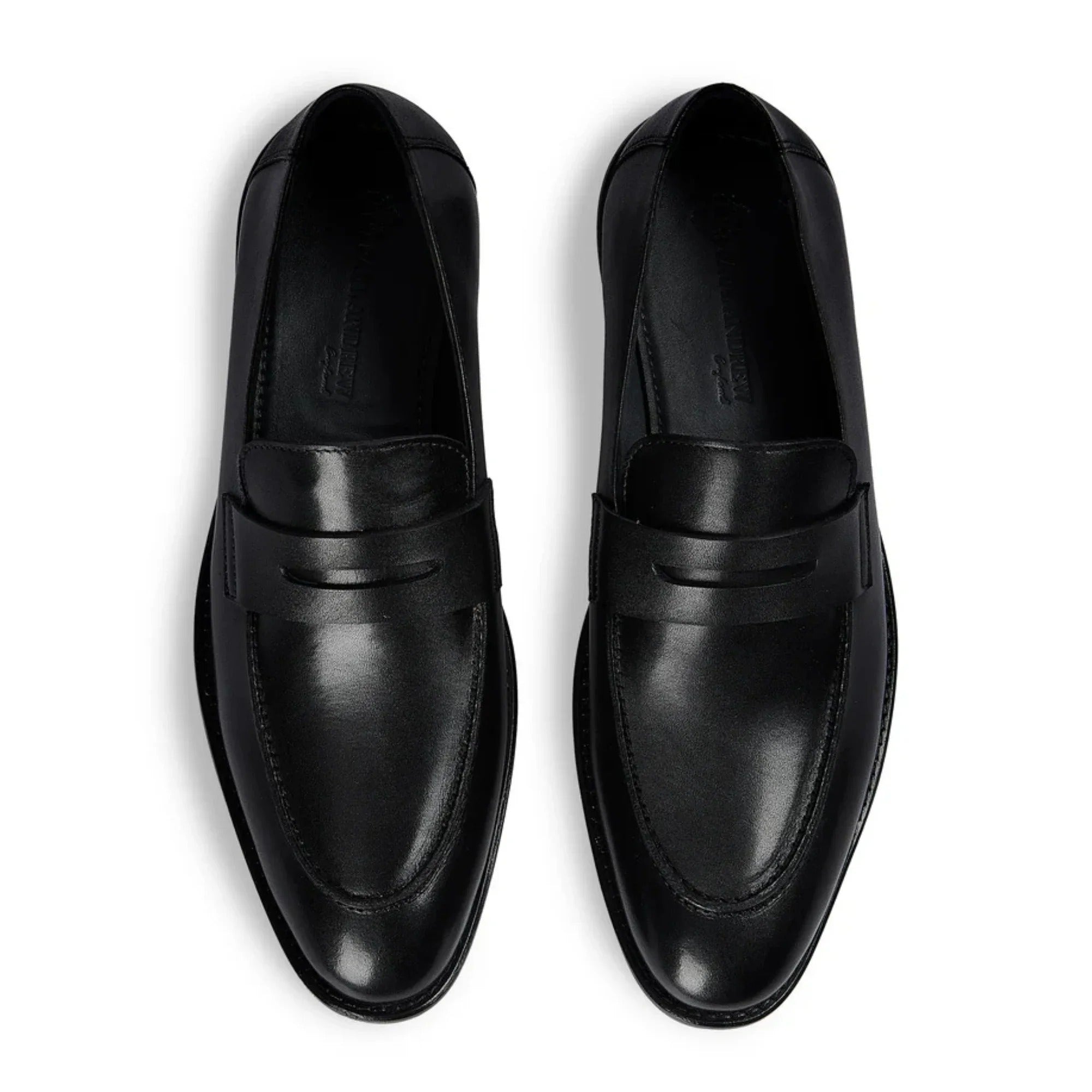 Ted - Mocasines clásicos de piel negra con puntera mocasín para hombre