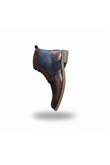 Teddy - Zapatos Oxford de hombre de cuero marrón y tweed azul marino
