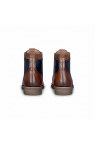 Teddy - Zapatos Oxford de hombre de cuero marrón y tweed azul marino