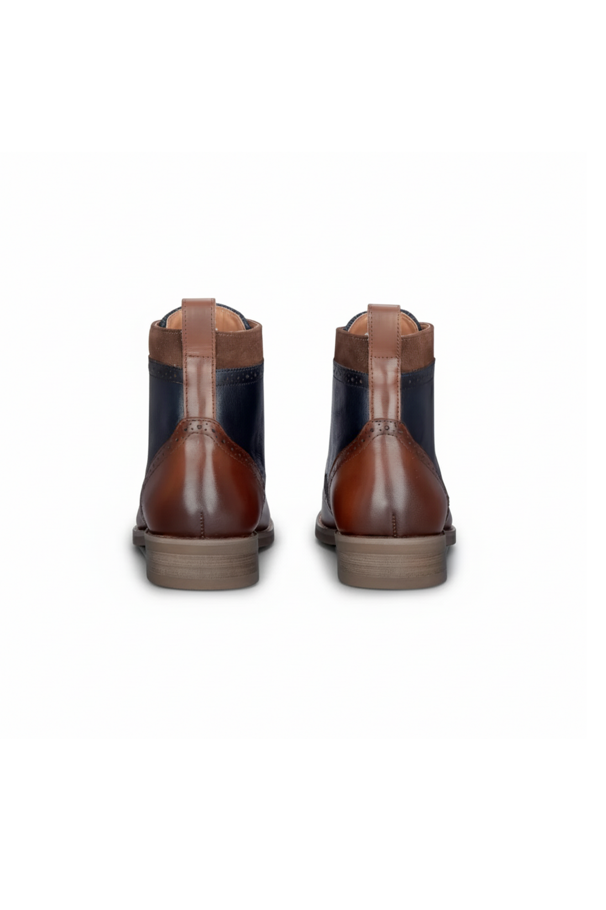 Teddy - Zapatos Oxford de hombre de cuero marrón y tweed azul marino