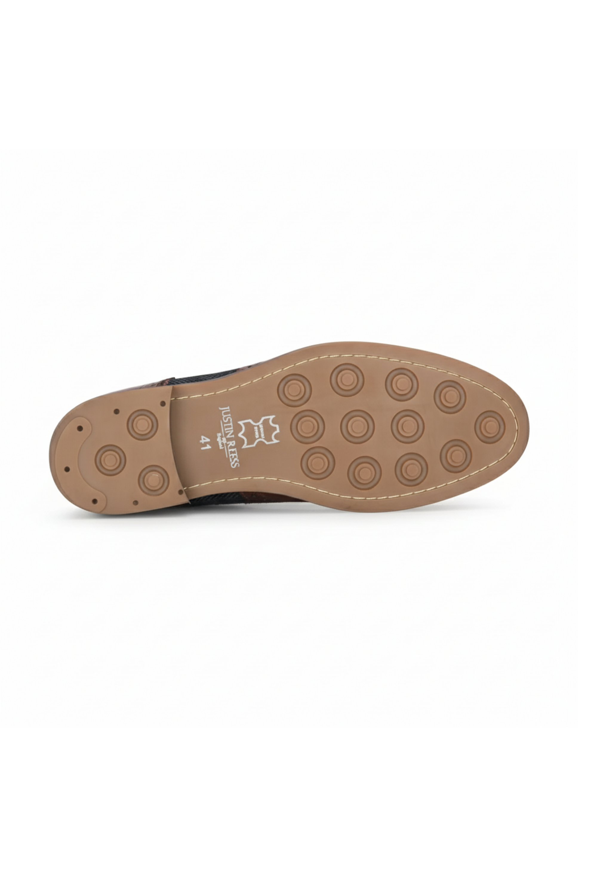Teddy - Zapatos Oxford de hombre de cuero marrón y tweed azul marino