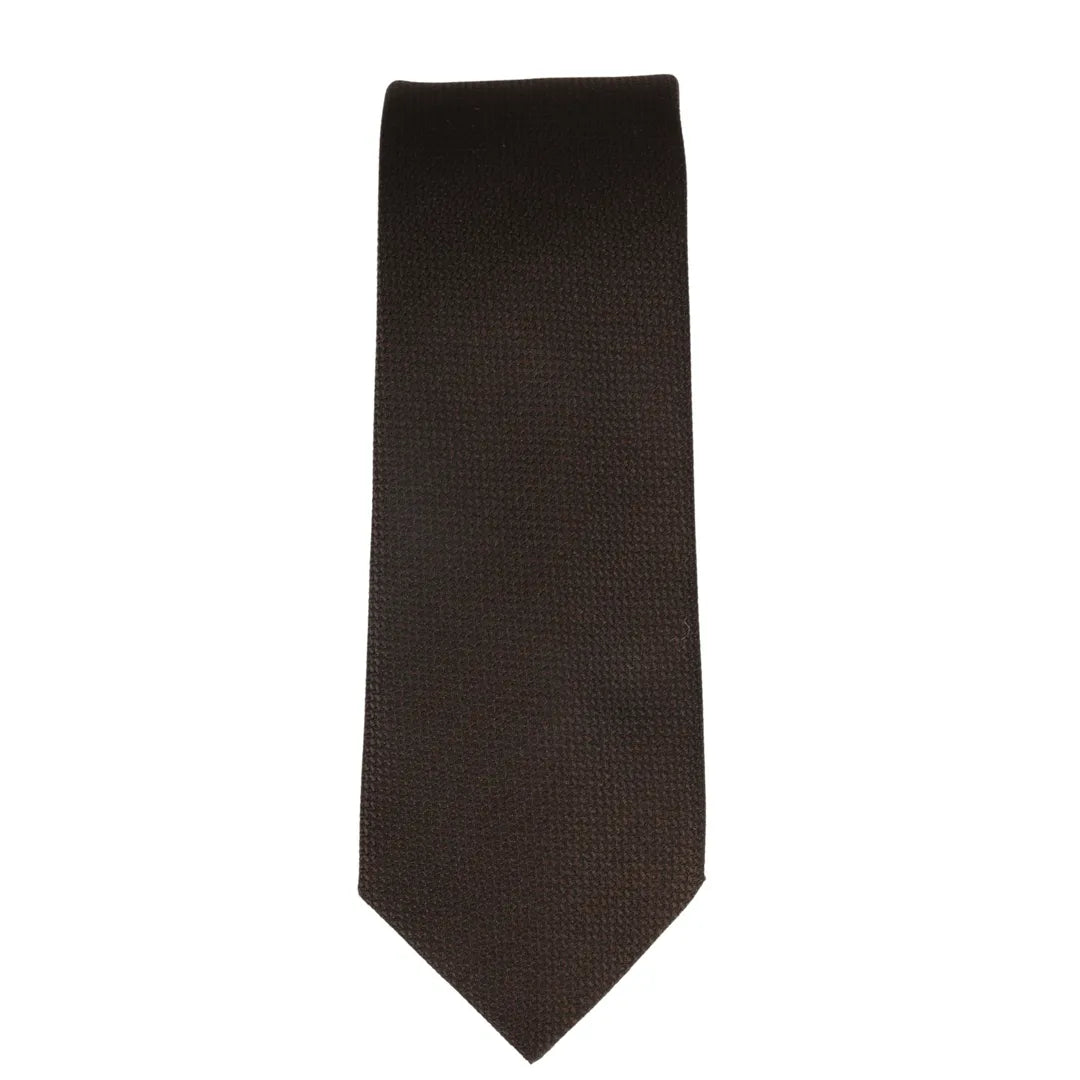 Conjunto de corbata y pañuelo de bolsillo para hombre, corbata formal lisa - Marrón