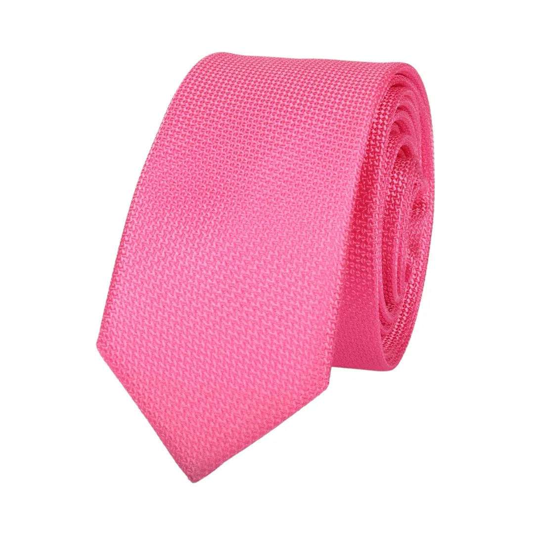 Conjunto de corbata y pañuelo de bolsillo para hombre, corbata formal lisa - Fucsia