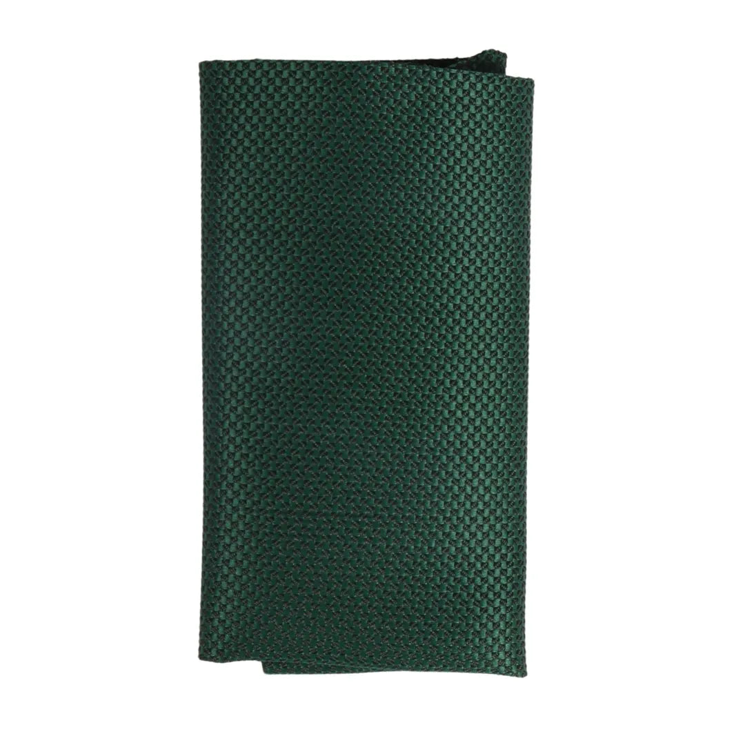 Conjunto de corbata y pañuelo de bolsillo para hombre, corbata formal lisa - Verde