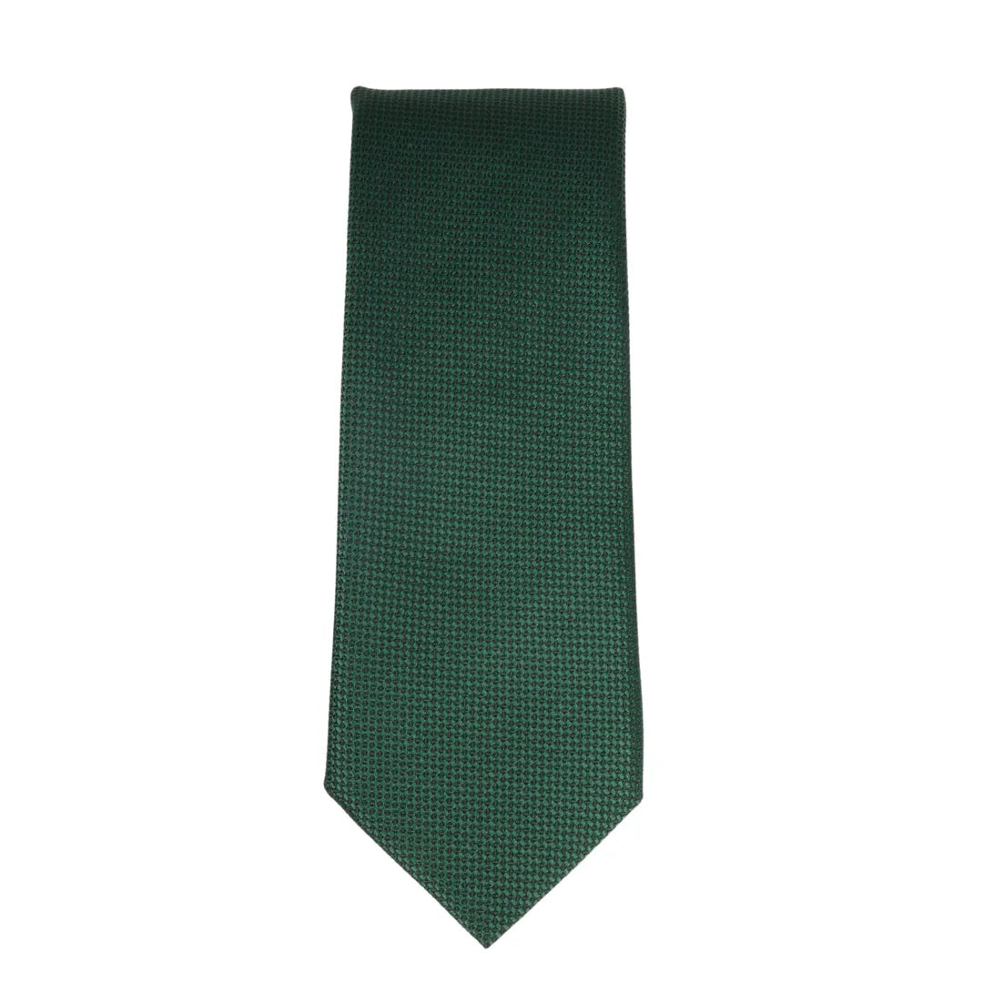 Conjunto de corbata y pañuelo de bolsillo para hombre, corbata formal lisa - Verde