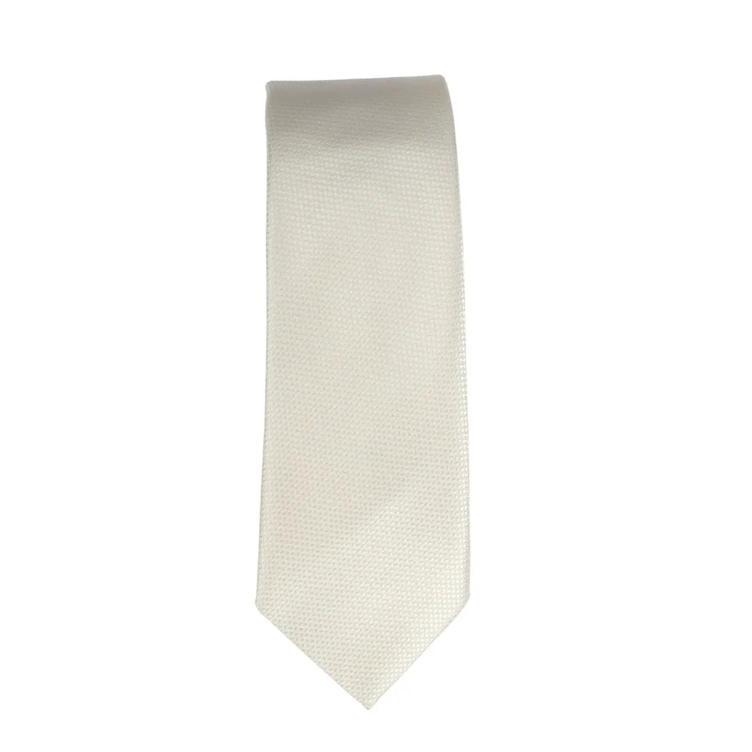 Conjunto de corbata y pañuelo de bolsillo para hombre, corbata formal lisa - Marfil