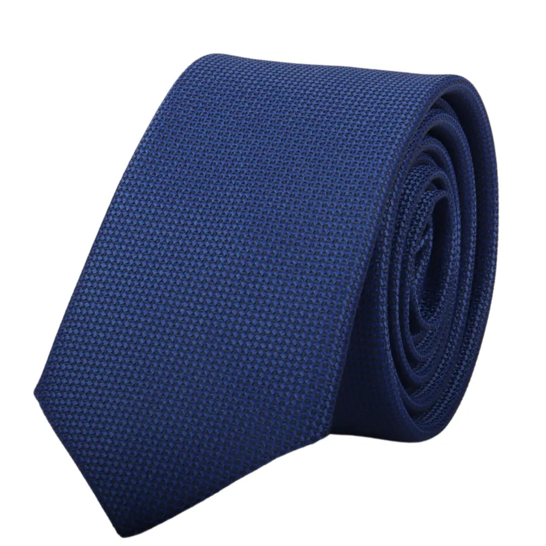 Conjunto de corbata y pañuelo de bolsillo para hombre, corbata formal lisa - Azul marino