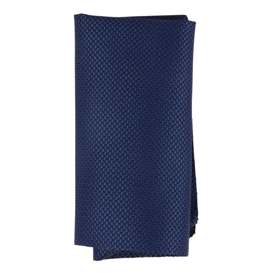 Conjunto de corbata y pañuelo de bolsillo para hombre, corbata formal lisa - Azul marino