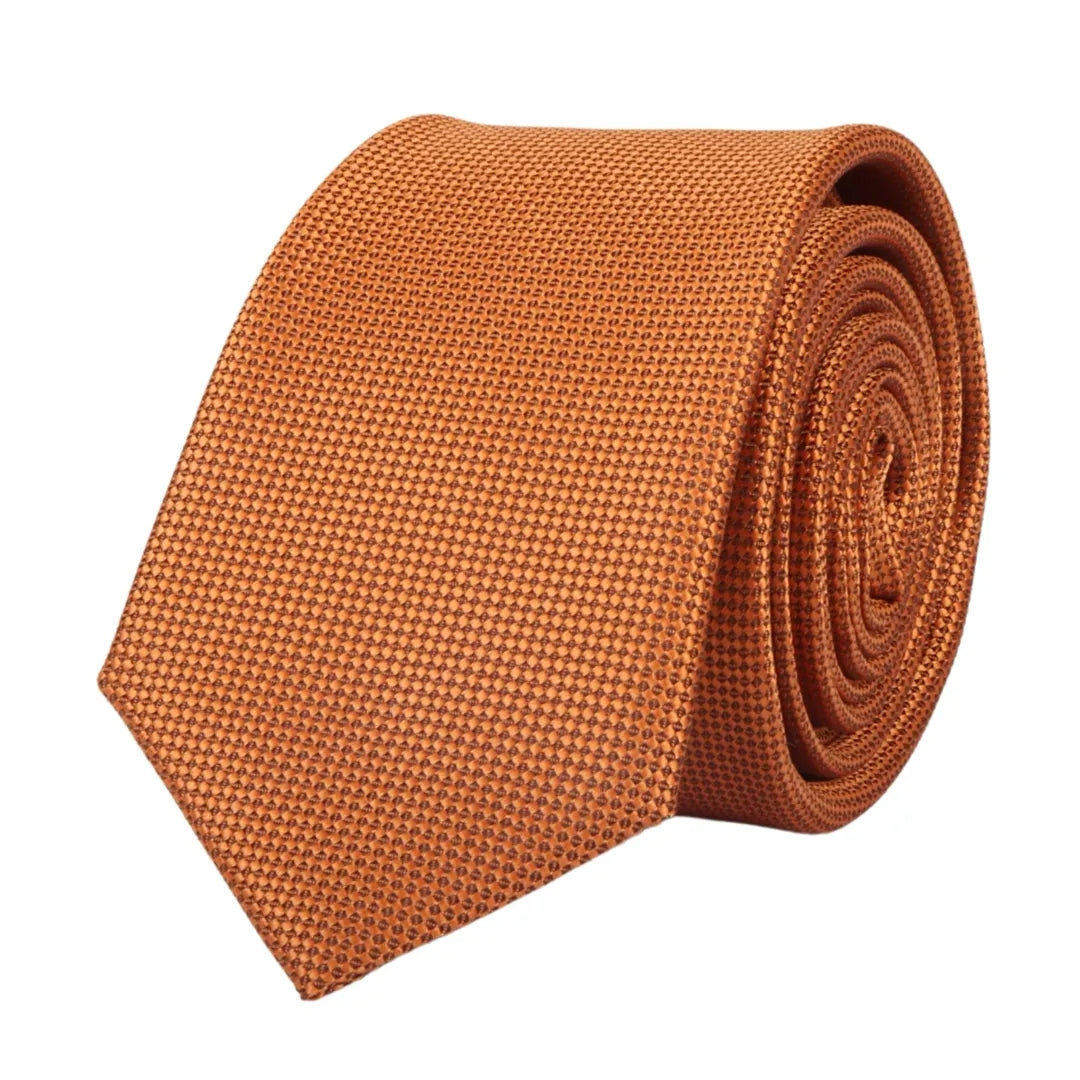 Conjunto de corbata y pañuelo de bolsillo para hombre, corbata formal lisa - Óxido