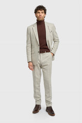 Thomas - Blazer clásico de tweed gris con estampado de espiga para hombre