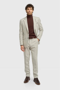 Thomas - Blazer clásico de tweed gris con estampado de espiga para hombre