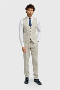 Thomas - Chaleco de tweed de espiga gris para hombre, mezcla de lana