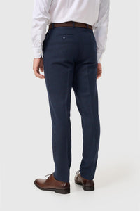 Thomas - Pantalones de hombre de tweed de espiga de mezcla de lana azul marino