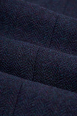 Thomas - Pantalones de hombre de tweed de espiga de mezcla de lana azul marino