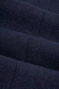 Thomas - Pantalones de hombre de tweed de espiga de mezcla de lana azul marino
