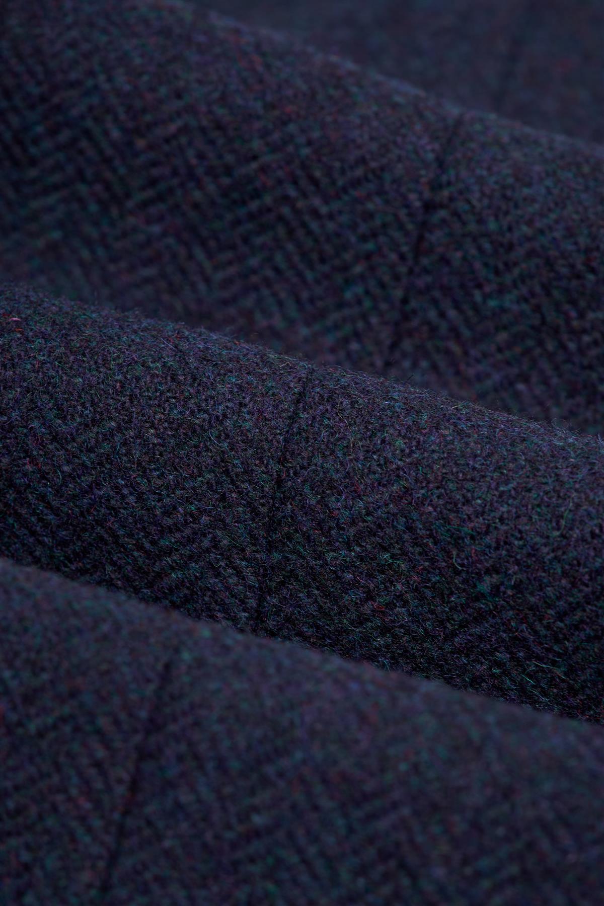Thomas - Pantalones de hombre de tweed de espiga de mezcla de lana azul marino