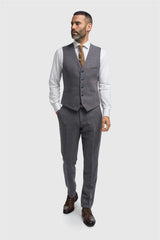 Thomas - Chaleco de tweed de espiga de mezcla de lana azul marino para hombre