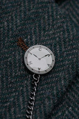 Thomas - Blazer clásico de tweed con estampado de espiga en color verde oliva para hombre
