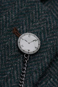 Thomas - Blazer clásico de tweed con estampado de espiga en color verde oliva para hombre