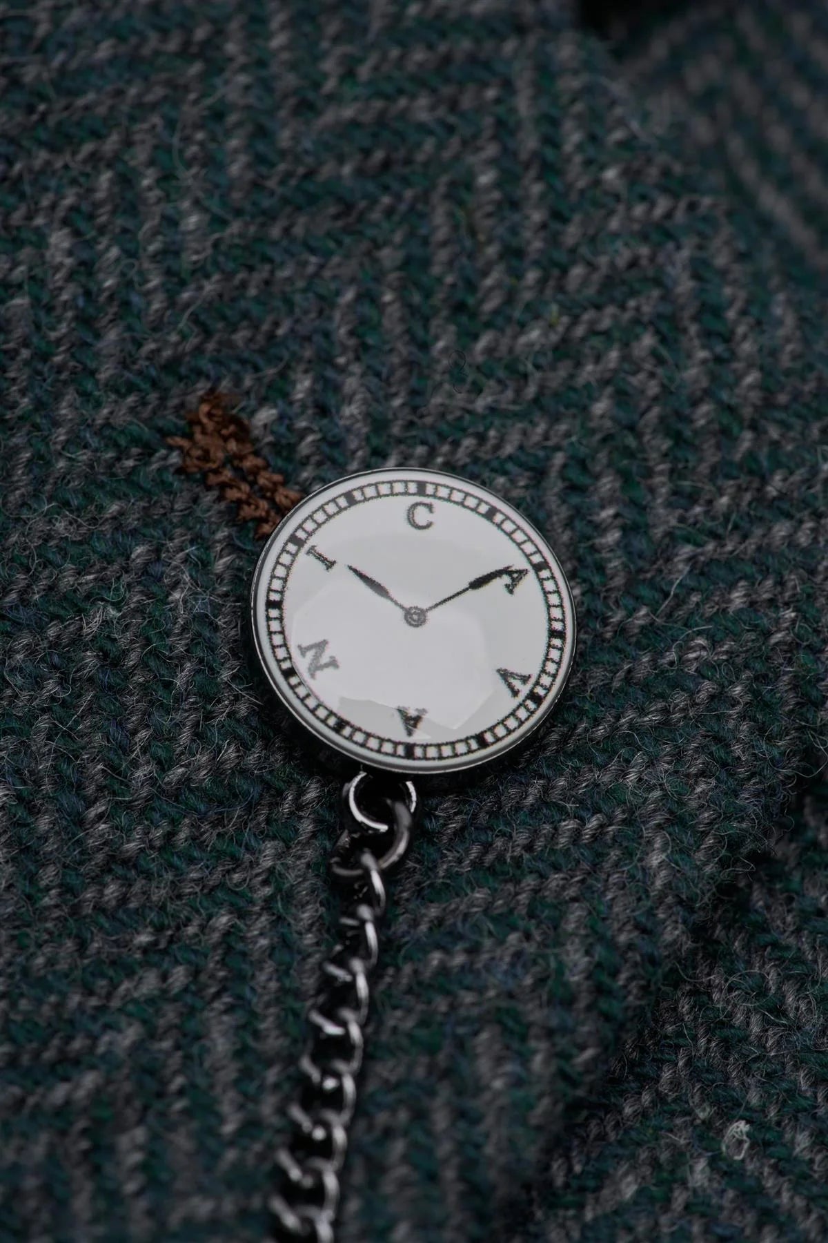 Thomas - Blazer clásico de tweed con estampado de espiga en color verde oliva para hombre