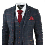 Traje de tres piezas de tweed a cuadros azul marino para hombre de Thomas