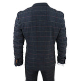 Traje de tres piezas de tweed a cuadros azul marino para hombre de Thomas