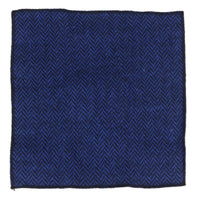 Conjunto de corbata y pañuelo de tweed azul para hombre. Clásico diseño británico de lana con estampado de espiga.