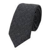 Conjunto de corbata y pañuelo de tweed color carbón para hombre. Clásico diseño británico de lana con espiga.