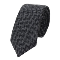 Conjunto de corbata y pañuelo de tweed color carbón para hombre. Clásico diseño británico de lana con espiga.