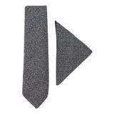 Conjunto de corbata y pañuelo de tweed gris para hombre, estilo clásico británico, de lana con diseño de espiga.