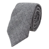 Conjunto de corbata y pañuelo de tweed gris para hombre, estilo clásico británico, de lana con diseño de espiga.