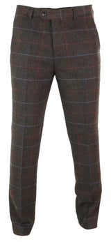 Cavani Tommy - Pantalones clásicos vintage de tweed con estampado de espiga para hombre