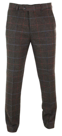 Cavani Tommy - Pantalones clásicos vintage de tweed con estampado de espiga para hombre