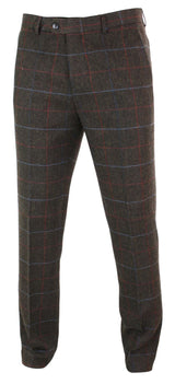 Cavani Tommy - Pantalones clásicos vintage de tweed con estampado de espiga para hombre